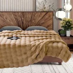  Κουβέρτα Γούνινη Βελουτέ Υπέρδιπλη 220X240 Μόκα