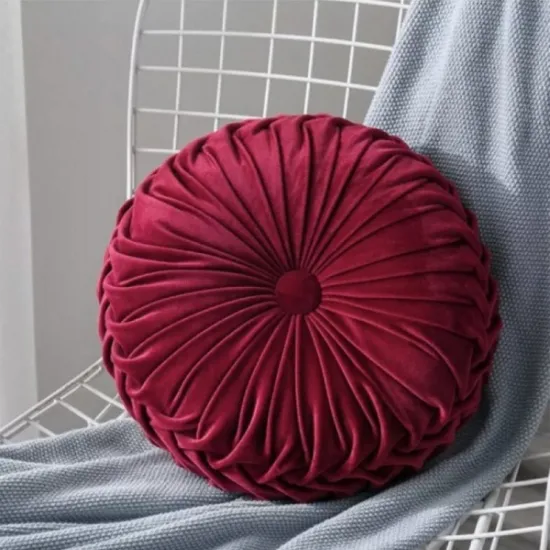 Μαξιλάρι Βελούδινο Στρογγυλό 32cm Κόκκινο