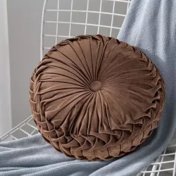 Μαξιλάρι Βελούδινο Στρογγυλό 32cm Καφέ