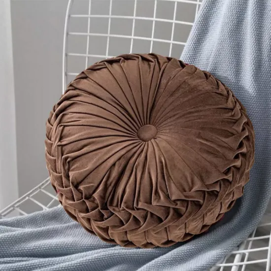 Μαξιλάρι Βελούδινο Στρογγυλό 32cm Καφέ