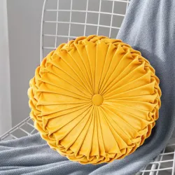 Μαξιλάρι Βελούδινο Στρογγυλό 32cm Μουσταρδί
