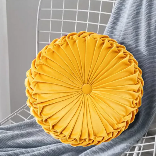 Μαξιλάρι Βελούδινο Στρογγυλό 32cm Μουσταρδί