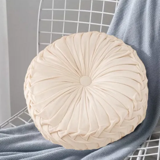 Μαξιλάρι Βελούδινο Στρογγυλό 32cm Εκρού