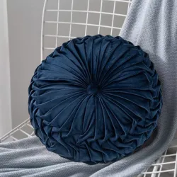 Μαξιλάρι Βελούδινο Στρογγυλό 32cm Μπλε Σκούρο