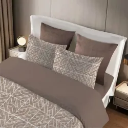 Σετ Παπλωματοθήκη Υπέρδιπλη 3τμχ 220x240 IL LINE Μόκα