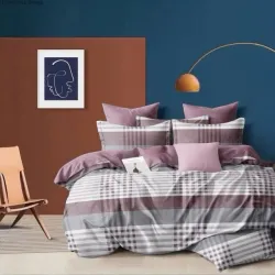 Σετ Παπλωματοθήκη Υπέρδιπλη 5τμχ 220x240 Καρό Σάπιο Μήλο