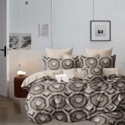 Σετ Παπλωματοθήκη Υπέρδιπλη 5τμχ 220x240 Μοτίβο Μπεζ