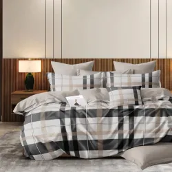 Σετ σεντόνια Υπέρδιπλα 4τμχ με λάστιχο 220x240 Καρό Μοτίβο
