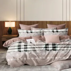 Σετ σεντόνια Υπέρδιπλα 4τμχ 220x240cm με λάστιχο Καρό
