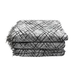 Σετ Ριχτάρια Σενίλ Γκρι Ανοιχτό με Μαύρο 3 τεμαχίων