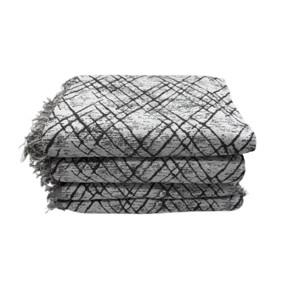 Σετ Ριχτάρια Σενίλ Γκρι Ανοιχτό με Μαύρο 3 τεμαχίων