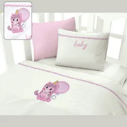 Σεντόνια Βρεφικά με Κέντημα Isadore Lorraine Σετ 120×160 Unicorn Pink