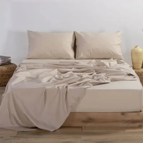 Πανωσέντονο Υπέρδιπλο Μονόχρωμο Μπεζ 220x240