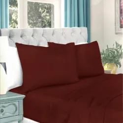 Σετ σεντόνια Υπέρδιπλα 240x260cm 4τμχ καφέ 100% βαμβάκι