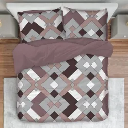 Σετ Σεντόνια Υπέρδιπλα 4τμχ 240X260 IL-LINE με Καφέ Ρόμβους