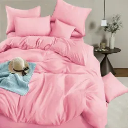 Σετ Σεντόνια Μονά Μονόχρωμα 3τμχ Σομόν με Λάστιχο 160x240