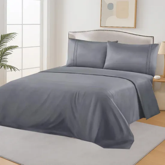 Σετ Σεντόνια Μονόχρωμα Μονά Σκούρο Γκρι