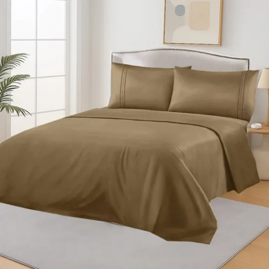 Σετ Σεντόνια Μονόχρωμα Μονά Καφέ