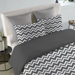 Παπλωματοθήκη Κομποζέ Υπέρδιπλη 220×240 Ideal Line Zic zac Γκρι Σκούρο