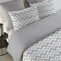 Παπλωματοθήκη Κομποζέ Υπέρδιπλη 220×240 Ideal Line Zic zac Γκρι