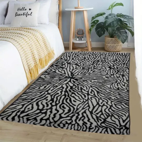 Σετ χαλιά κρεβατοκάμαρας ανάγλυφα Μαύρο με Σχέδιο