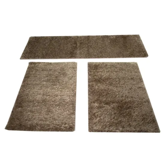 Σετ Χαλιά Κρεβατοκάμαρας 3τμχ  Shaggy Γούνα 80x190cm Καφέ