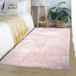Σετ Χαλιά Κρεβατοκάμαρας 3τμχ Γούνα 66x180cm Ροζ