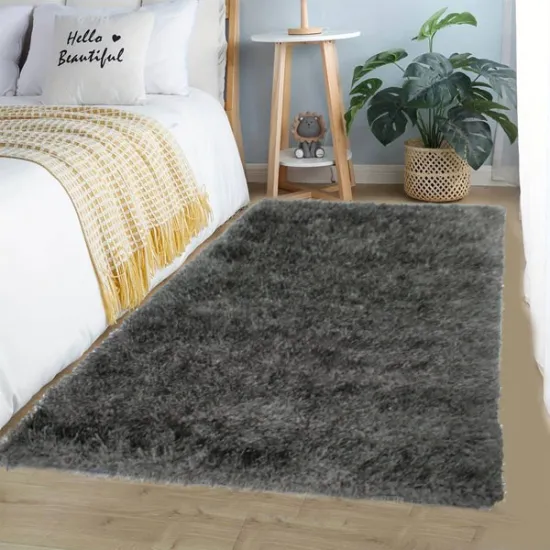 Σετ Χαλιά Κρεβατοκάμαρας 3τμχ Γούνα 80x190cm Σκούρο Γκρι