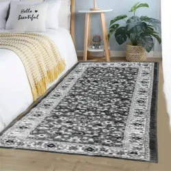 Σετ Χαλιά Κρεβατοκάμαρας 3τμχ Κλασσικά Γκρι με Σχέδια 80cm