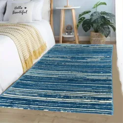 Σετ Χαλιά Κρεβατοκάμαρας 3τμχ Μπλε 66x180cm