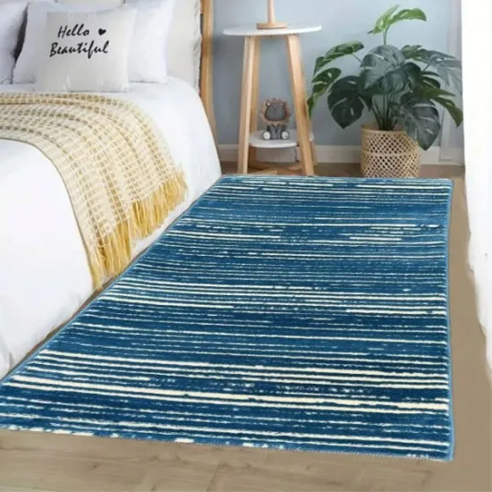 Σετ Χαλιά Κρεβατοκάμαρας 3τμχ Μπλε 66x180cm