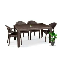 Σετ Τραπεζαρία 7 Τεμαχίων Εξωτερικού Χώρου Rattan Καφέ