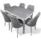 Σετ Τραπεζαρία 6 Καρέκλες Βελούδινες Τραπέζι Με Τζάμι Πτυσσόμενο 170Χ80Χ77 Μονόχρωμο Γκρι