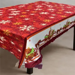 Τραπεζομάντηλο Χριστουγεννιάτικο Κόκκινο με Σχέδια