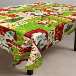 Τραπεζομάντηλο Χριστουγεννιάτικο Πράσινο με Σχέδια