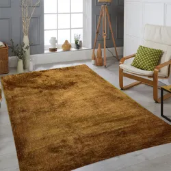 Χαλιά Shaggy 3D 190x220cm-Σκούρο χρυσό