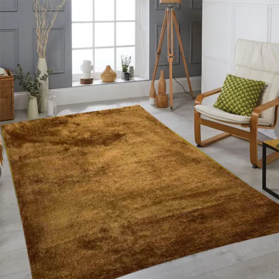Χαλιά Shaggy 3D 190x220cm-Σκούρο χρυσό