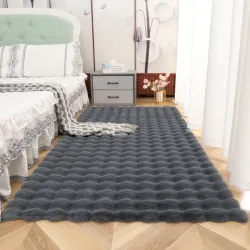Πατάκι Γούνινο Rabbit Σκούρο Γκρι 1τμχ 60x150