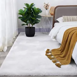 Σετ Πατάκια Κρεβατοκάμαρας Γούνινα Rabbit Super Soft Fluffy Λευκό