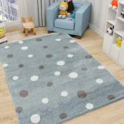 Παιδικό Χαλί Γκρι με Βούλες 160x200cm