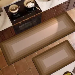 Σετ Πατάκια Κουζίνας 2τμχ 50x80/180×60 Αντιολισθητικά Καφέ Ανοιχτό