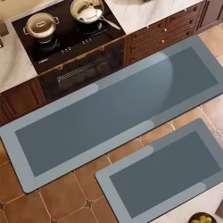 Σετ Πατάκια Κουζίνας 2τμχ 40x60/150×60 Αντιολισθητικά Σκούρο Γκρι