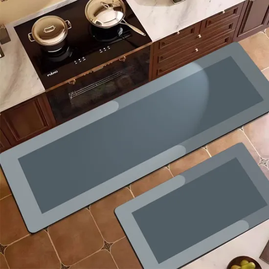Σετ Πατάκια Κουζίνας 2τμχ 50x80/180×60 Αντιολισθητικά Σκούρο Γκρι
