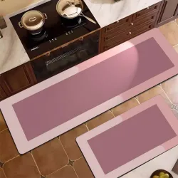 Σετ Πατάκια Κουζίνας 2τμχ 40x60/150×60 Αντιολισθητικά Ροζ