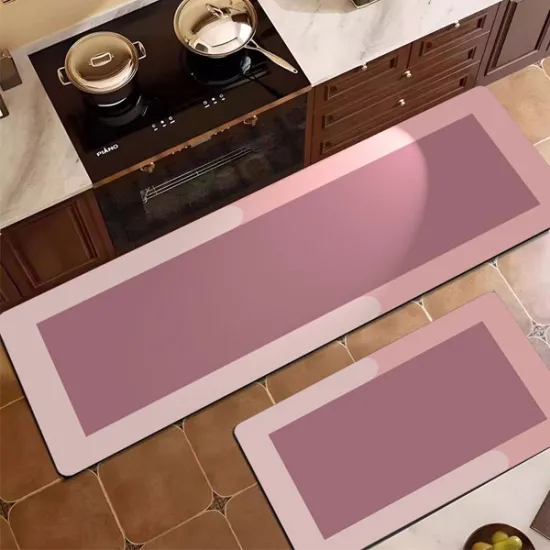 Σετ Πατάκια Κουζίνας 2τμχ 50x80/180×60 Αντιολισθητικά Ροζ
