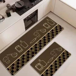Σετ Πατάκια Κουζίνας Αντιολισθητικό 50x80/60x150 Καφέ
