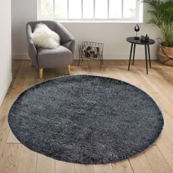 Χαλια Shaggy Στρογγυλά Σκούρο Γκρι 133x133cm
