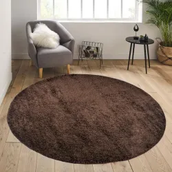 Χαλιά Shaggy Στρογγυλά Καφέ 133x133cm