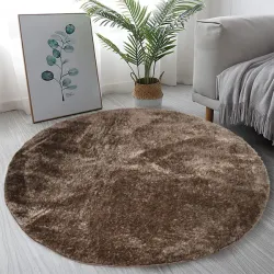 Χαλιά Shaggy Στρογγυλά Καφέ 160x160cm