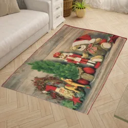 Χαλί Χριστουγεννιάτικο 100Χ150 Καφέ με Σχέδιο Παιχνίδια